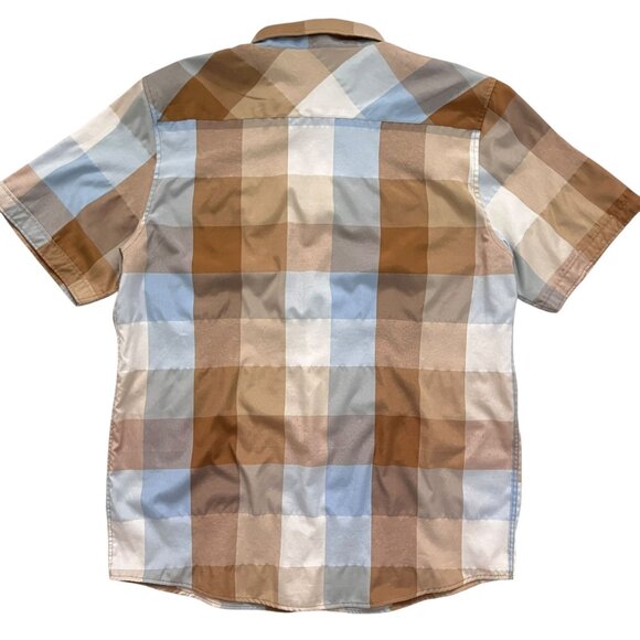 Red Ape Block Plaid SS Button Up Shirt Tan Blue Big & Tall Streetwear 4XL - Picture 2 of 9